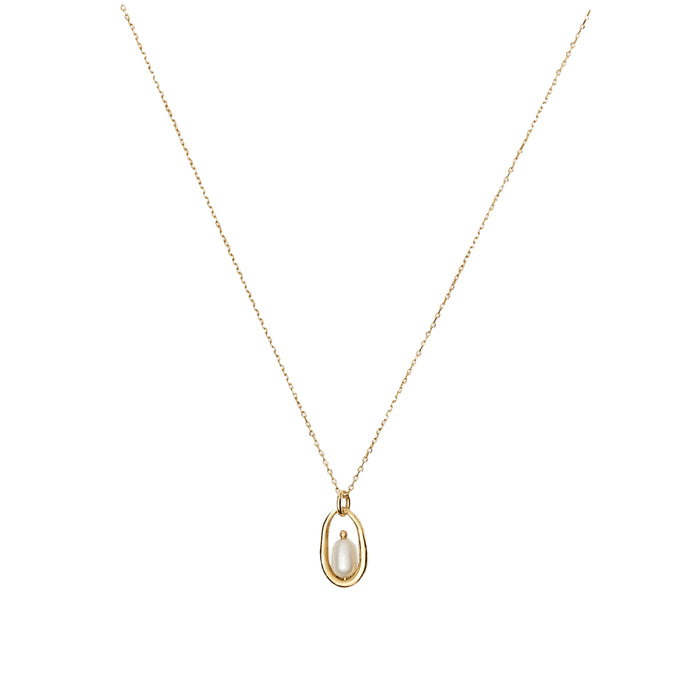 Pearl Droplet Hoop Pendant Necklace