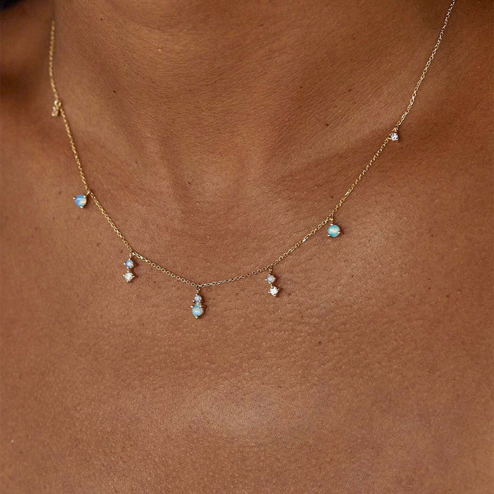 Opal & Diamond Cascade Necklace