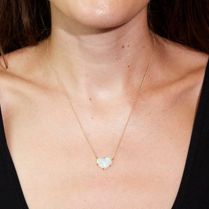 Mintabie Australian Opal Heart Pendant Necklace
