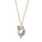 Grey Cultured Pearl & Diamond Pendant Necklace