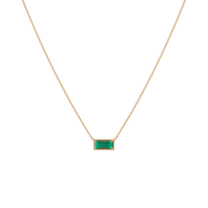 1.20ct Baguette Muzo Emerald Pendant Necklace