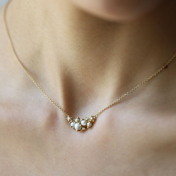 Buy Delicate Pearl Cluster Necklace Online - Ferosh