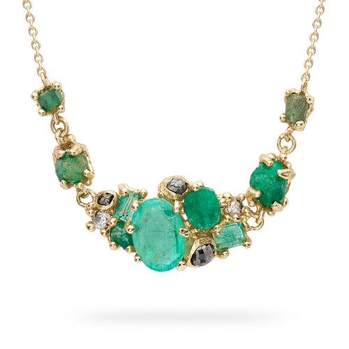 Emerald & Grey Diamond Encrusted Necklace