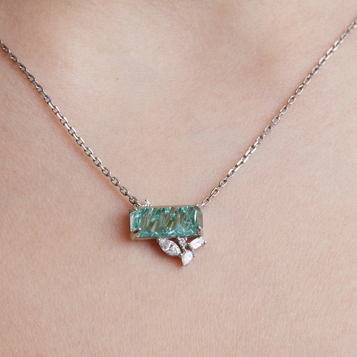 Paraiba Tourmaline & Diamond Pendant Necklace Image 2