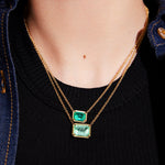 2.40ct Emerald Cut Emerald Pendant Necklace