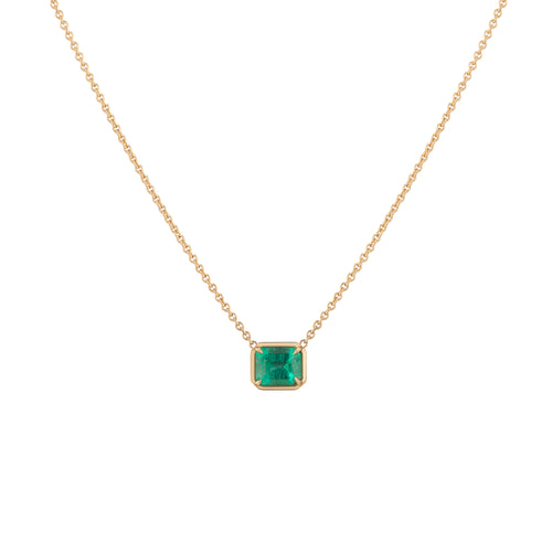2.40ct Emerald Cut Emerald Pendant Necklace