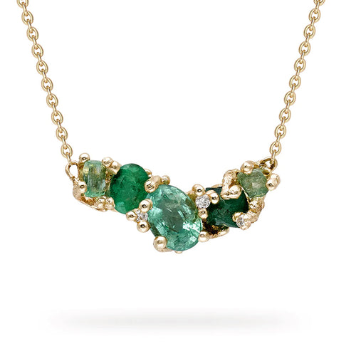 Emerald Cluster Bar Necklace