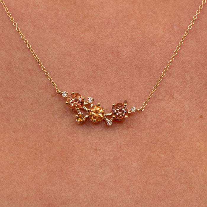 Garnets, Citrine, and Diamond Constellation Necklace