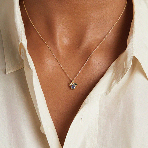 Mixed Cut Sapphire & Diamonds Cluster Pendant Image 2