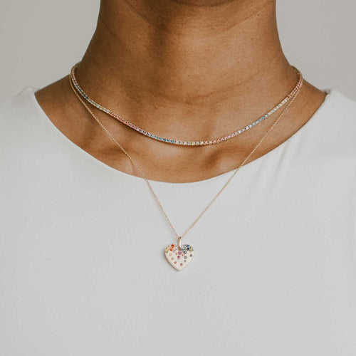 Scattered Multigem Heart Pendant Necklace Image 2