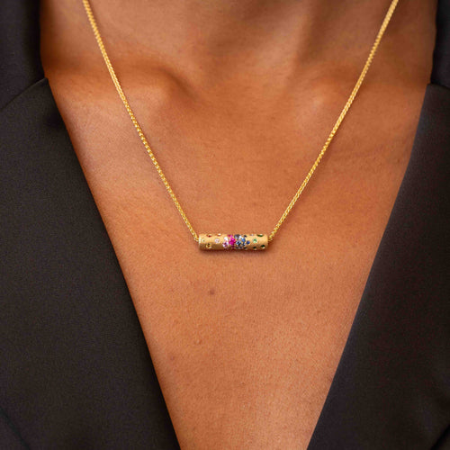 Rainbow Sapphire,Ruby,Tsavorite Cylinder Pendant Necklace Image 2