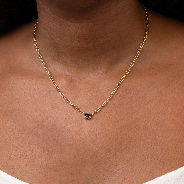 Leah Sapphire Oval Necklace