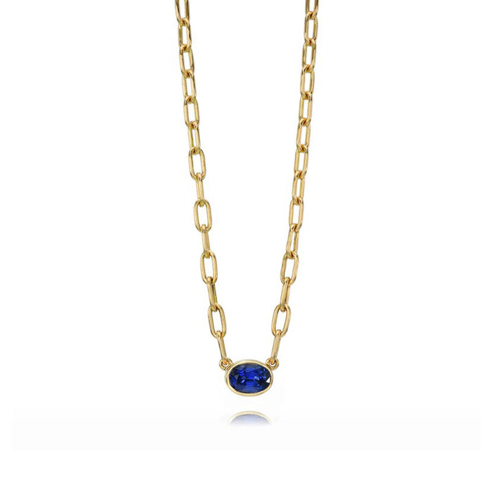 Leah Sapphire Oval Necklace