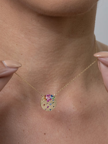 Scattered Multigem Disc Pendant Necklace Image 2