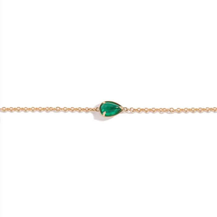 0.70ct Muzo Emerald Pear Cabochon Station Bracelet