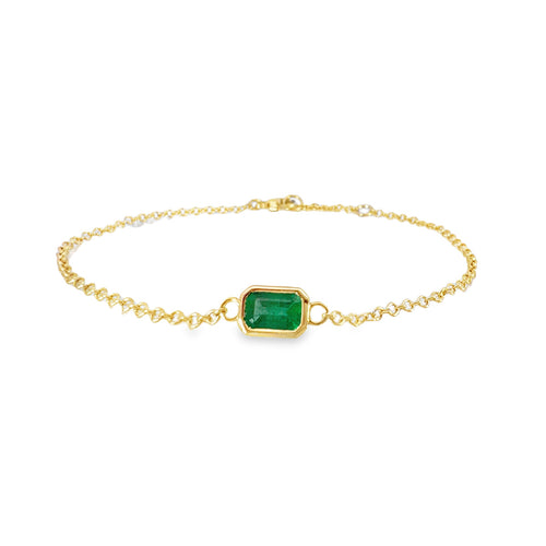 Emerald Bezel Chain Bracelet