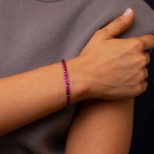 French Cut Burmese Ruby Bracelet Image 2