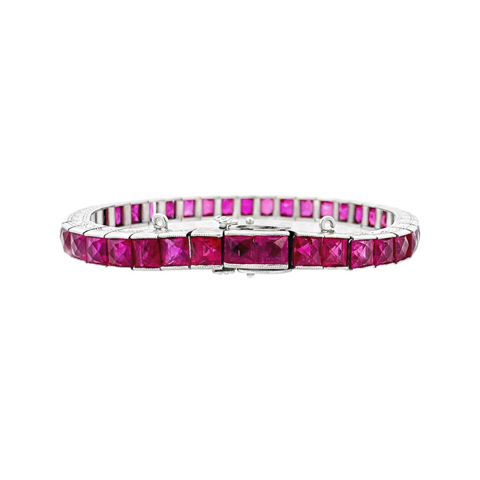 French Cut Burmese Ruby Bracelet