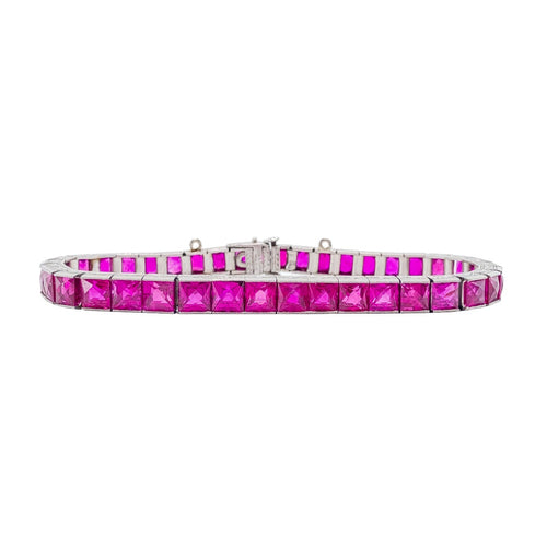 French Cut Burmese Ruby Bracelet