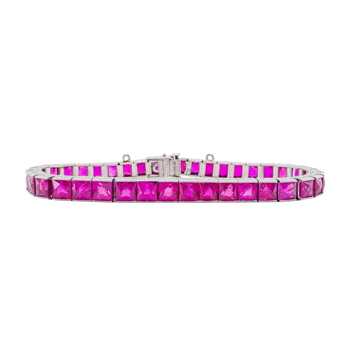 French Cut Burmese Ruby Bracelet