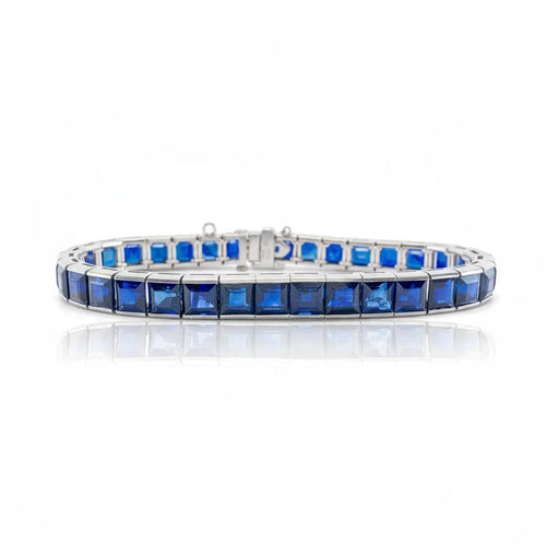 French Cut Sapphire Tennis Bracelet