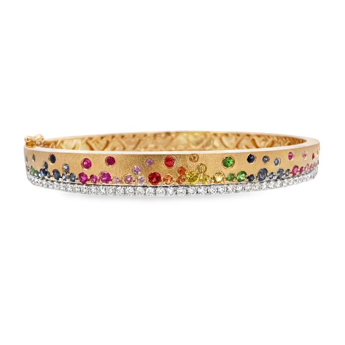 Rainbow Gemstone & Diamond Confetti Bangle
