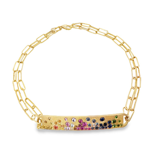 Rainbow Sapphire,Tsavorite, Rubies Bar Bracelet Image 2