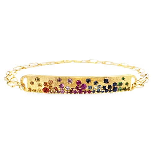 Rainbow Sapphire,Tsavorite, Rubies Bar Bracelet