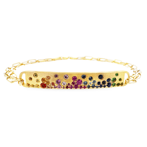 Rainbow Sapphire,Tsavorite, Rubies Bar Bracelet