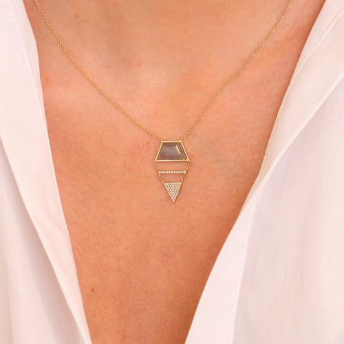 Labradorite and Diamond Pendant Necklace Image 2