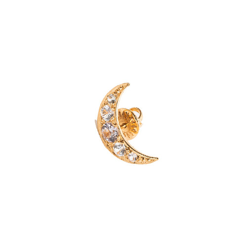 Single White Sapphire Surya Moon Earring