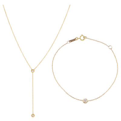 Diamond Solitaire Bracelet & Diamond Lariat Necklace Gift Set