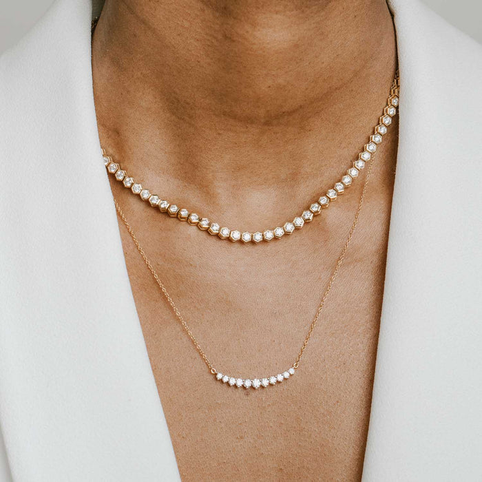 Diamond Curved Bar Necklace
