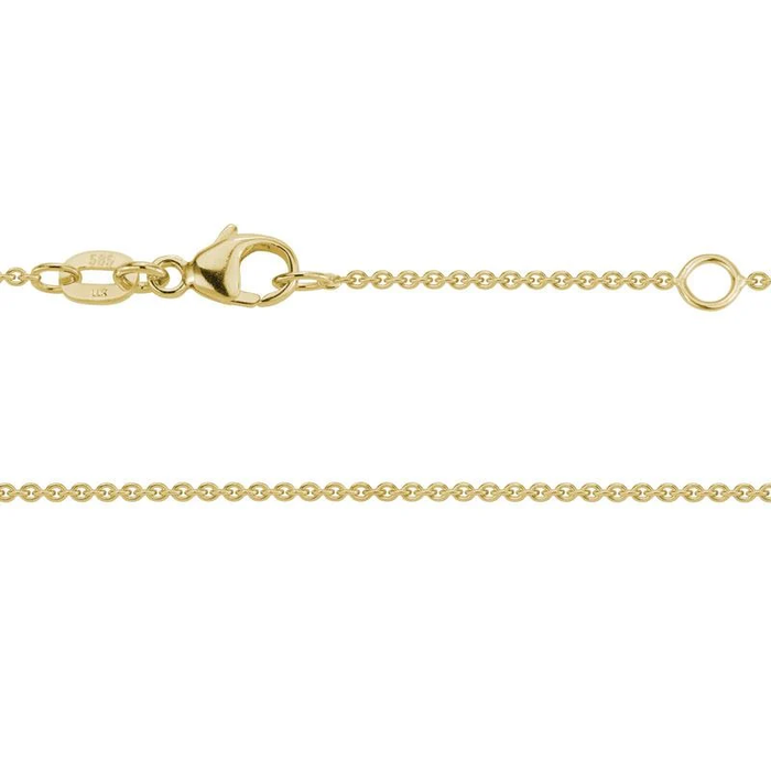14K Yellow Gold 1.2mm adjustable Cable Chain with Lobster Clasp