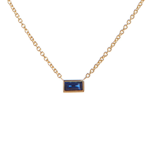Sapphire Baguette Bezel Pendant Necklace