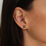 Three Stone Montana Sapphire Cluster Earrings