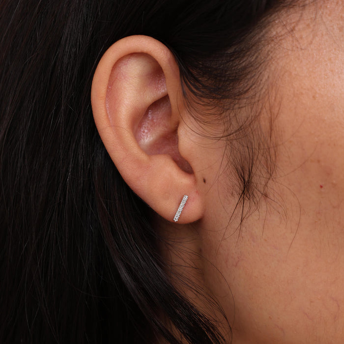 Diamond Petite Bar Stud Earrings