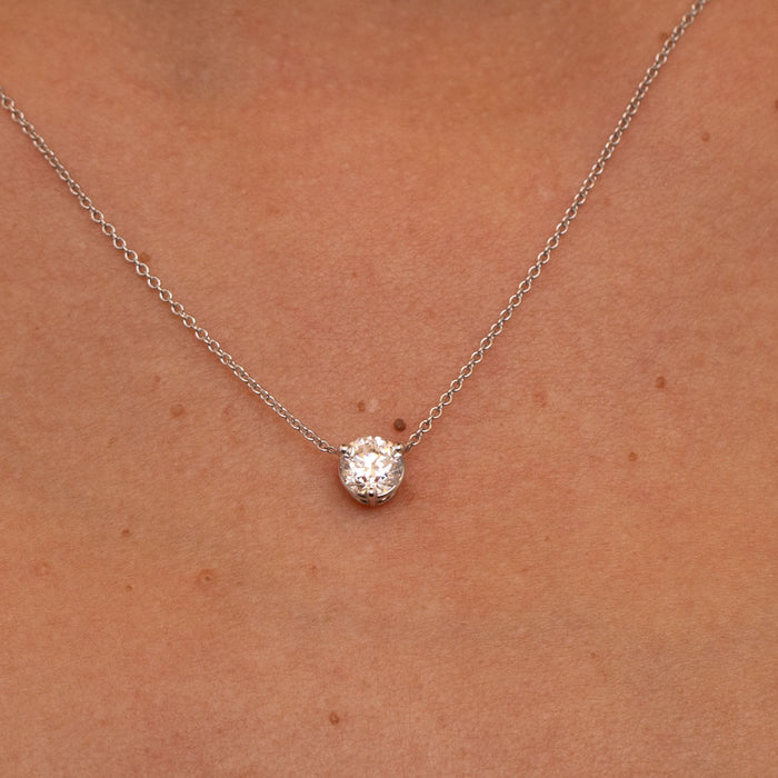 0.75ct Diamond Solitaire Trinity Pendant Necklace