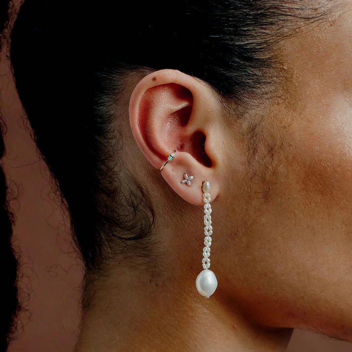 Small Pearl Clover Stitch Earrings