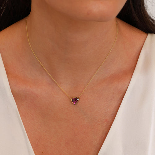 Rhodolite Garnet Bezel Pendant Necklace Image 2