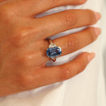 Emerald Cut Blue Sapphire Ring
