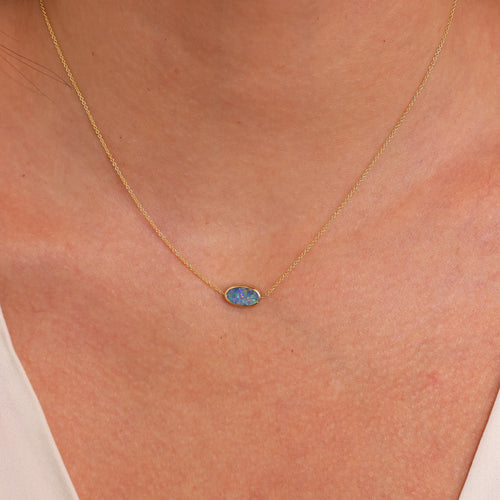 Opal Bezel Pendant Necklace Image 2