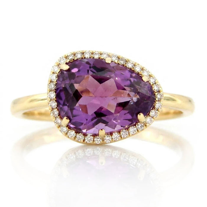 Halo Amethyst Statement Ring