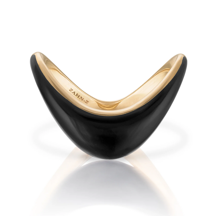 "Petite Zaha" Onyx & Gold Ring
