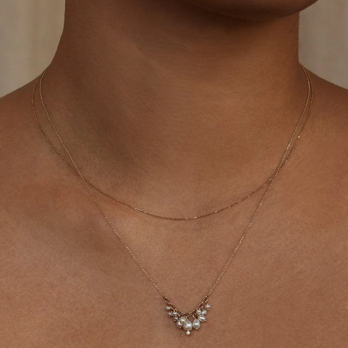 16" Shadow Diamond & Pearl Necklace