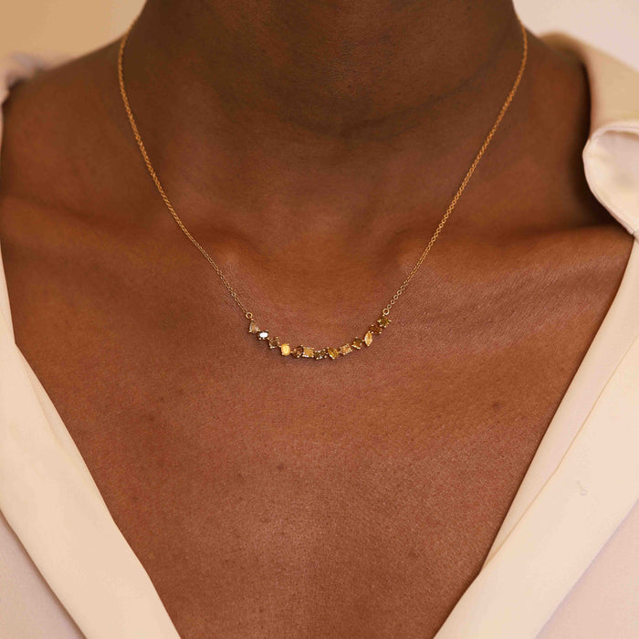 Fancy Diamond Curved Bar Necklace