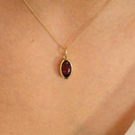 Oval Tourmaline Bezel Necklace Charm