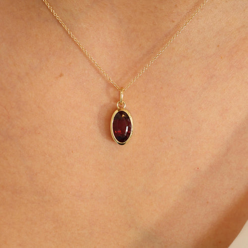 Oval Tourmaline Bezel Necklace Charm Image 2