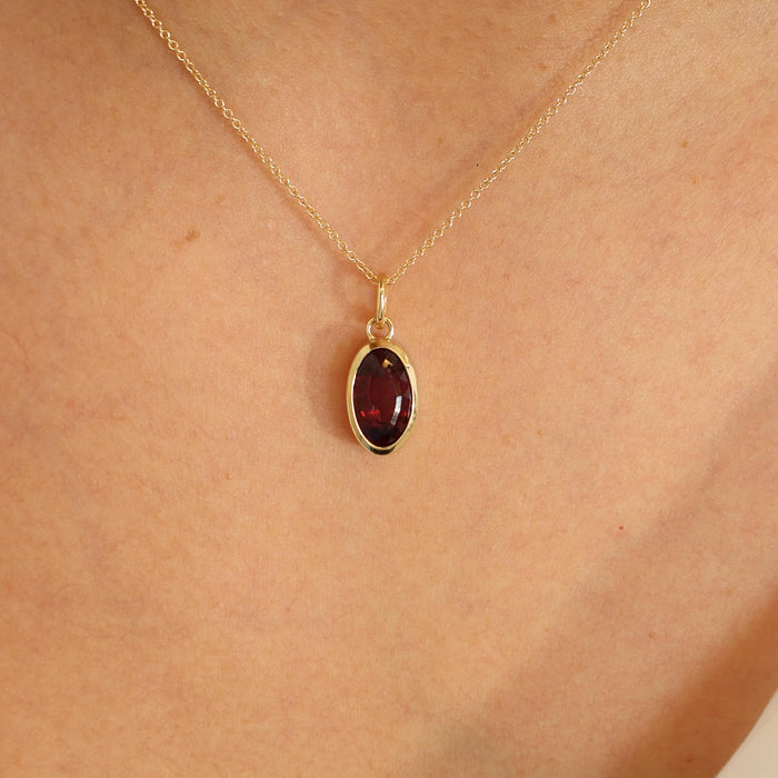 Oval Tourmaline Bezel Necklace Charm