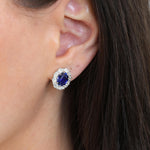 Omega Halo Sapphire and Diamond Earrings